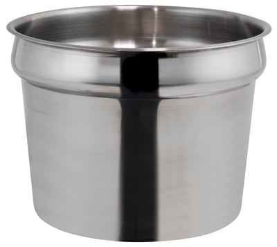 Winco 11 Quart Round Inset Pan - Heavy Weight Stainless Steel