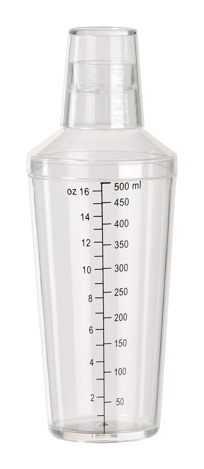 Winco BS-16PC 16 Oz Plastic Bar Cocktail Shaker with Cap Clear