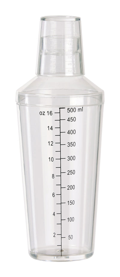 Winco BS-16PC 16 Oz Plastic Bar Cocktail Shaker with Cap Clear
