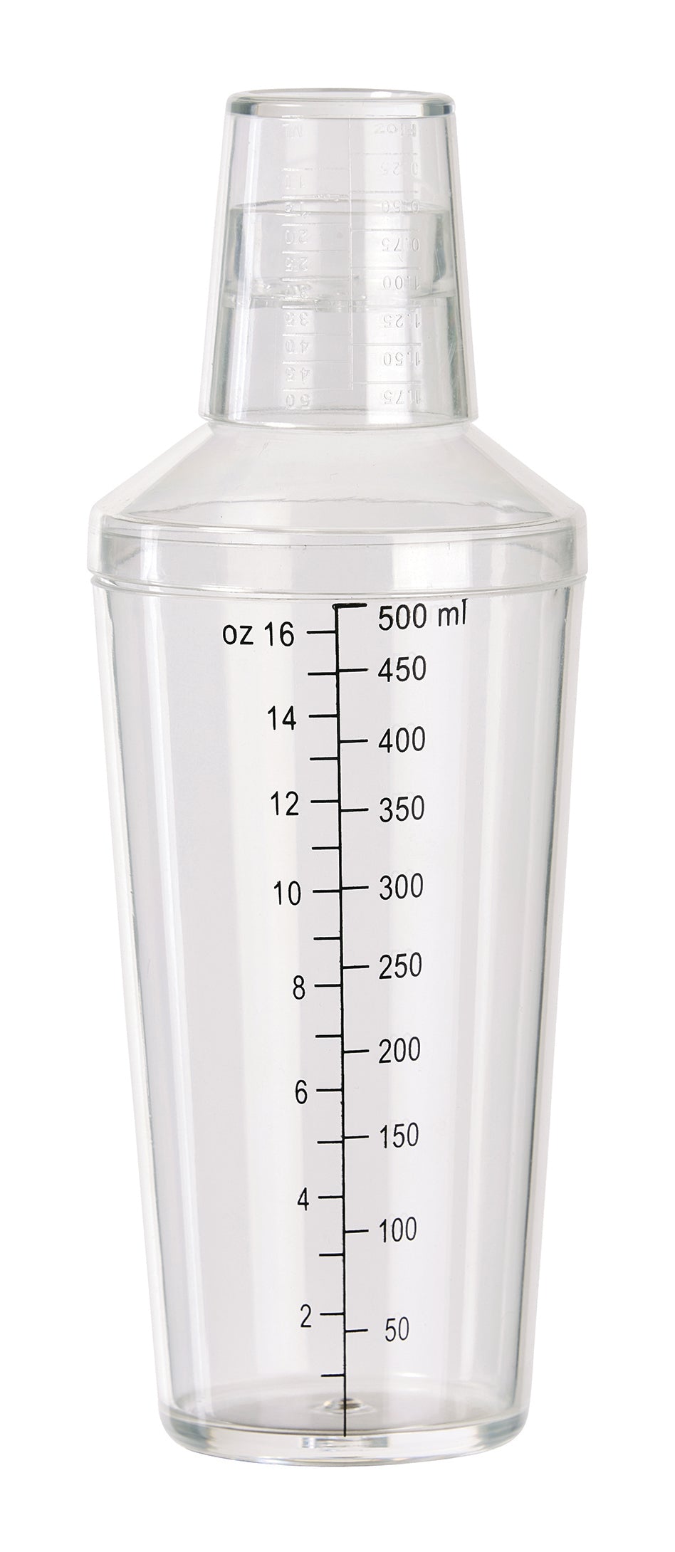 Winco BS-16PC 16 Oz Plastic Bar Cocktail Shaker with Cap Clear