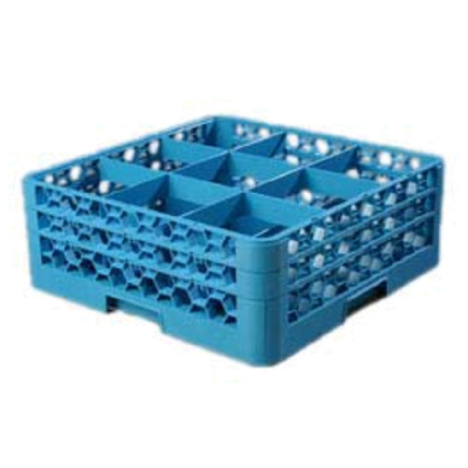 Carlisle RG9-214 19 Inch Full Size Dishwasher Rack with 9 Compartments Blue Polypropylene