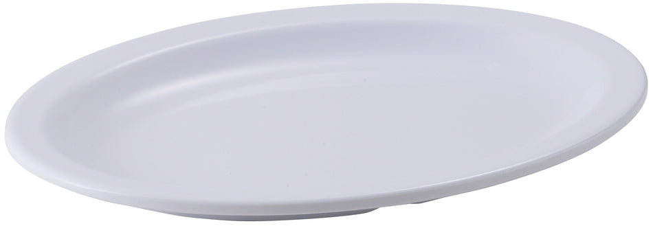 Winco MMPO-96W 9-3/4 Inch Platter Oval Narrow Rim Dishwasher Safe Melamine White