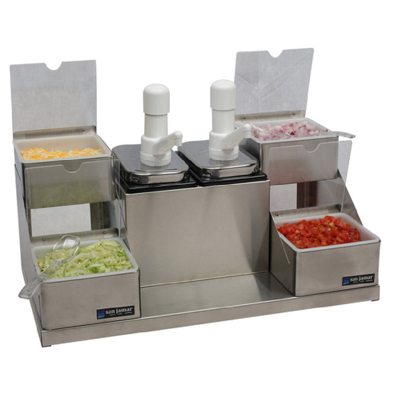 Carlisle P9724 22 Inch Condiment Dispenser Pump Style Countertop Stainless Steel with 2 Pumps