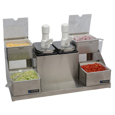 Carlisle P9724 22 Inch Condiment Dispenser Pump Style Countertop Stainless Steel with 2 Pumps