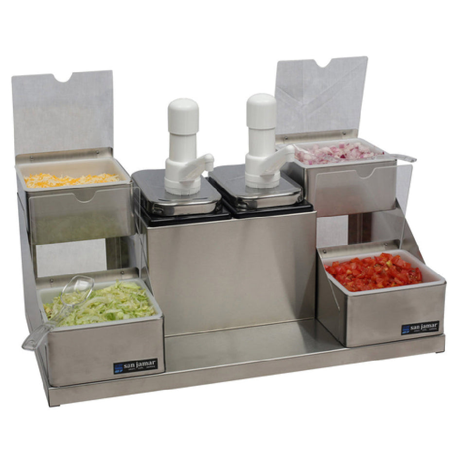 Carlisle P9724 22 Inch Condiment Dispenser Pump Style Countertop Stainless Steel with 2 Pumps