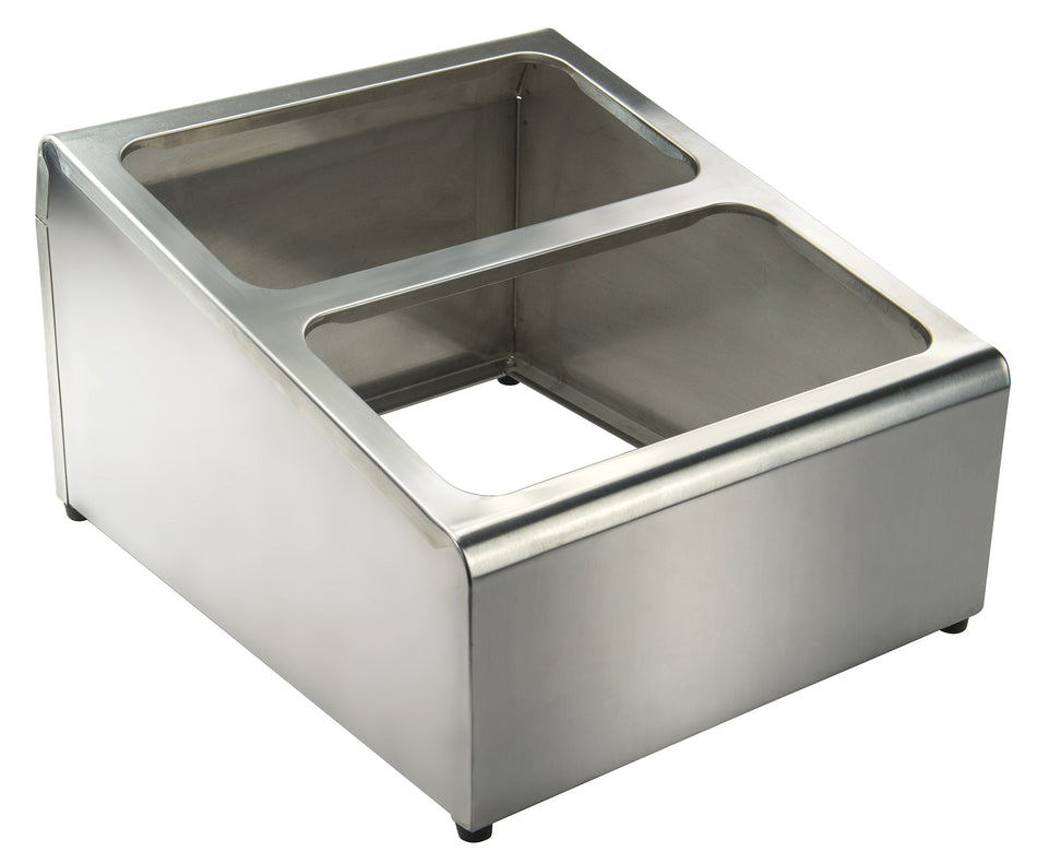 Winco SCPH-33 16 Inch Stainless Steel Condiment Organizer Bin with 2 Sections