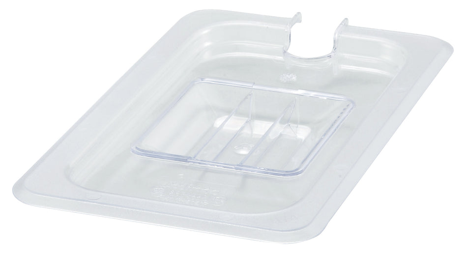 Winco SP7400C 1/4 Size Food Pan Cover Slotted with Handle Polycarbonate Clear