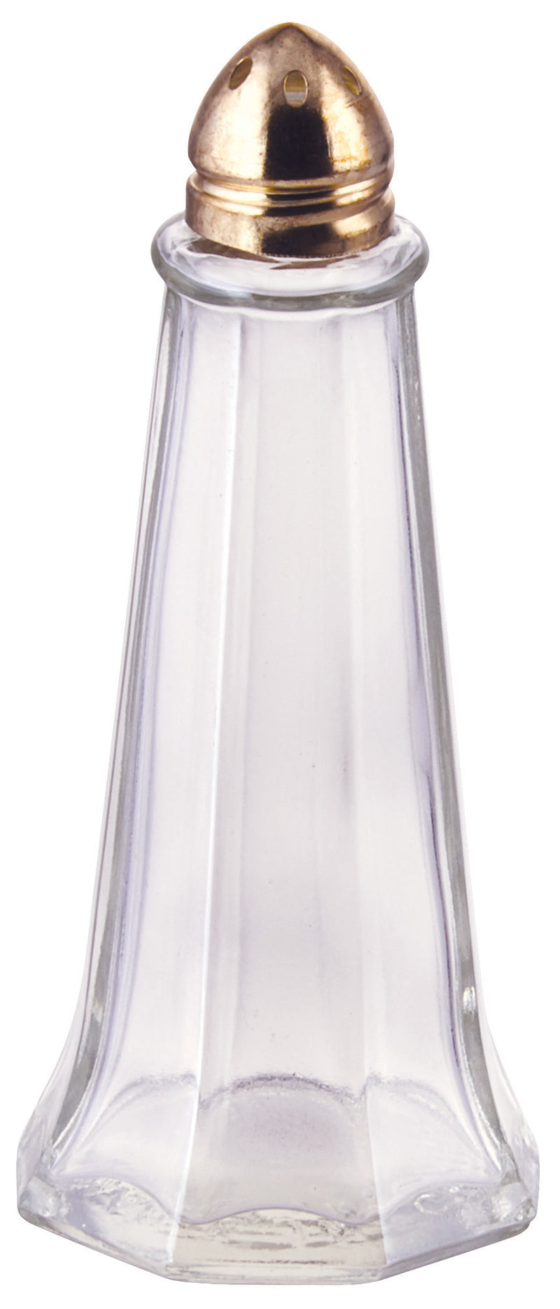 Winco G-111 1 Oz Glass Shaker Tower with Brass Top for Salt Pepper