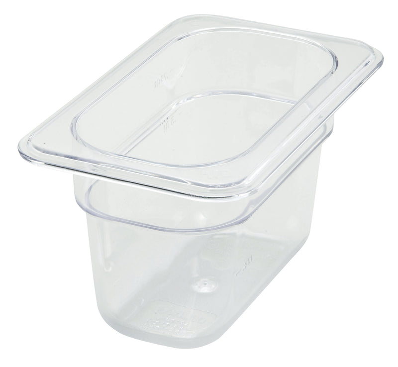Winco SP7904 6-7/8 Inch Polycarbonate Food Pan 1/9 Size Dishwasher Safe