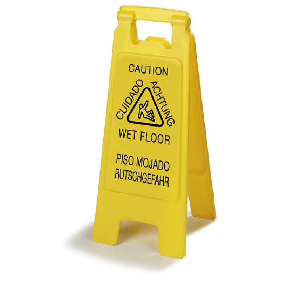 Carlisle 3690904 11 Inch Wet Floor Sign Polypropylene Two-Sided Yellow