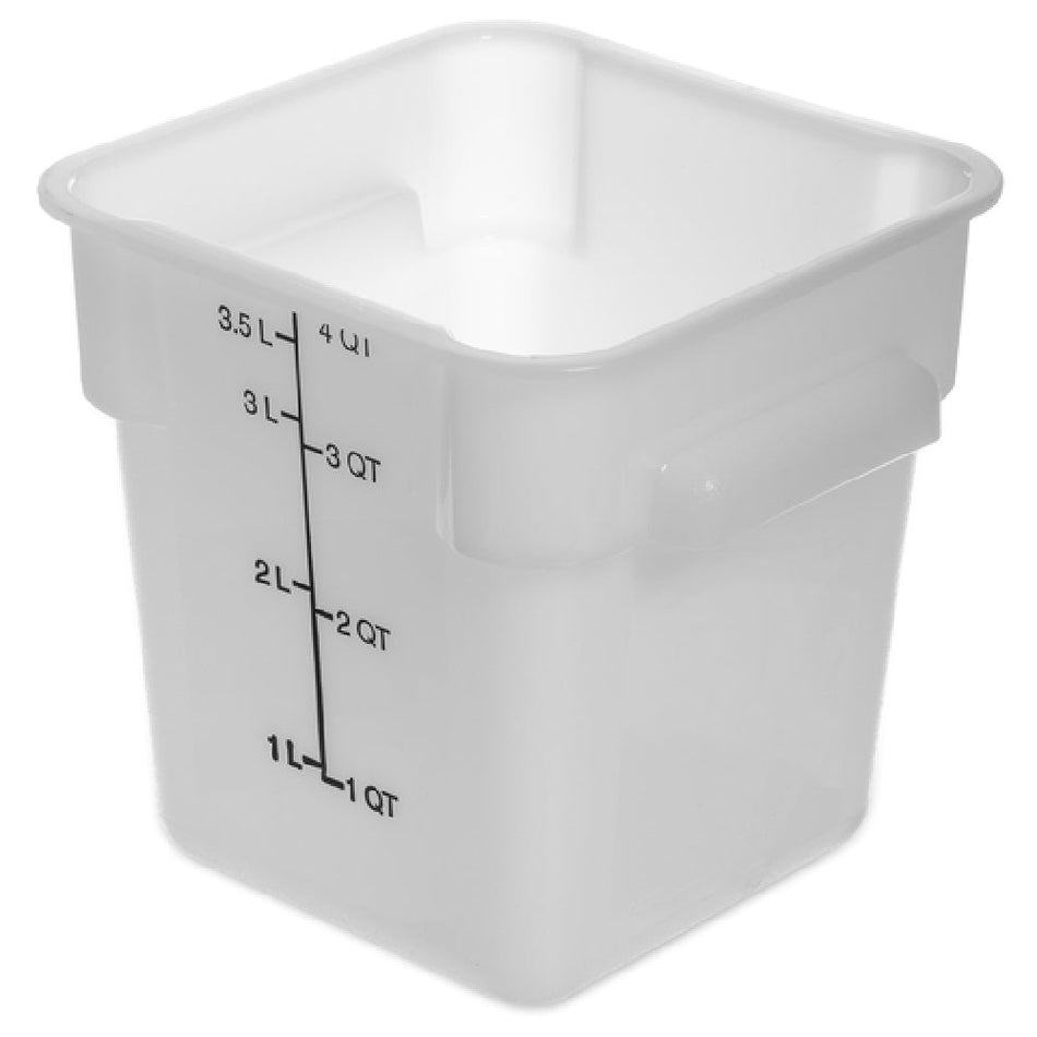 Carlisle 11961PE02 4 Quart Square Food Storage Container Reinforced Lugs Polyethylene White