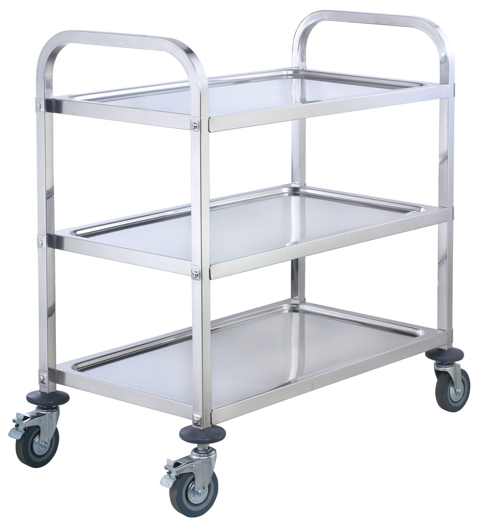 Winco SUC-40 33 Inch Trolley 3-tier Utility Cart With Wheels Stainless Steel