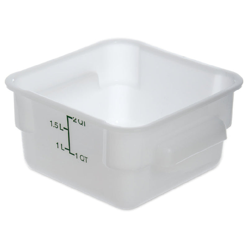 Carlisle 11960PE02 2 Quart Square Food Storage Container Reinforced Handles Polyethylene White