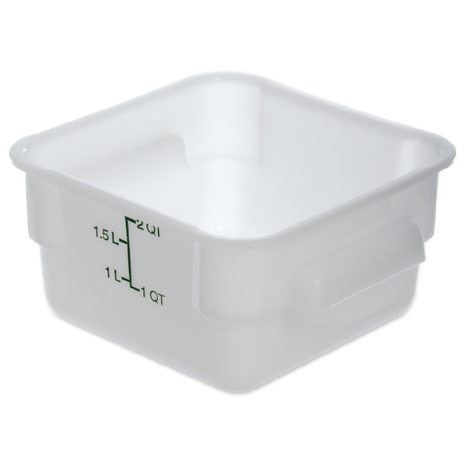 Carlisle 11960PE02 2 Quart Square Food Storage Container Reinforced Handles Polyethylene White