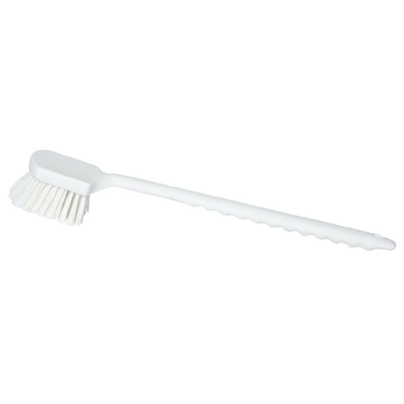 Carlisle 40501EC02 20 Inch Long Scrub Brush Plastic Handle White Polyester Bristles
