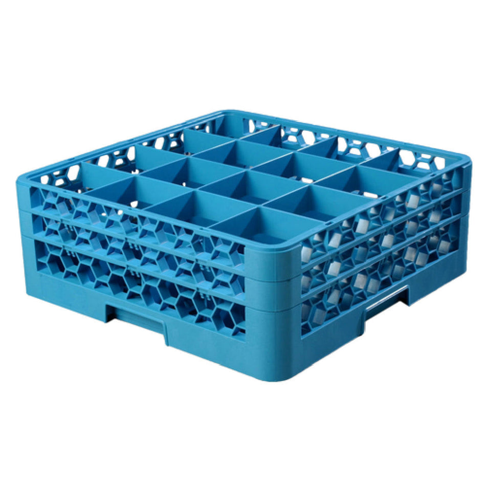 Carlisle RG16-214 19 Inch Dishwasher Glass Rack with 16 Compartments Blue Polypropylene