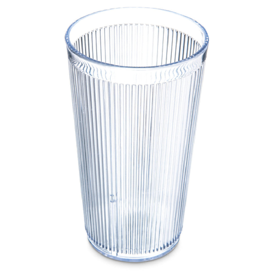 Carlisle 402007 20 Oz Ribbed Stackable Tumbler Clear SAN Plastic with Descriptors