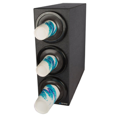 Carlisle C2903BK 7-3/4 Inch Cup Dispenser Cabinet Black Polystyrene with 3 Dispensers