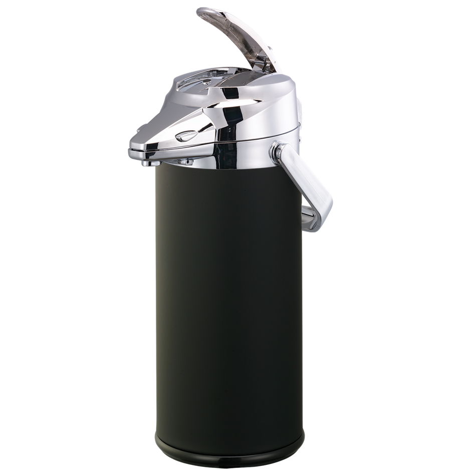 Signa-Air 2.2-Liter Stainless Vacuum Insulated Airpot with Lever Pump Lid in Black and Chrome