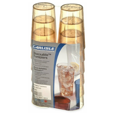 Carlisle 5224-8213 24 Oz Stackable Tumbler BPA Free Textured Amber SAN