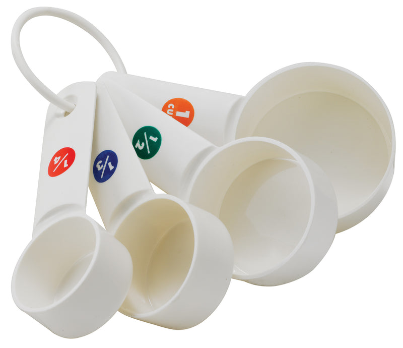 Winco MCPP-4 1 Cup Measuring Cup Set 4-piece BPA Free Plastic White