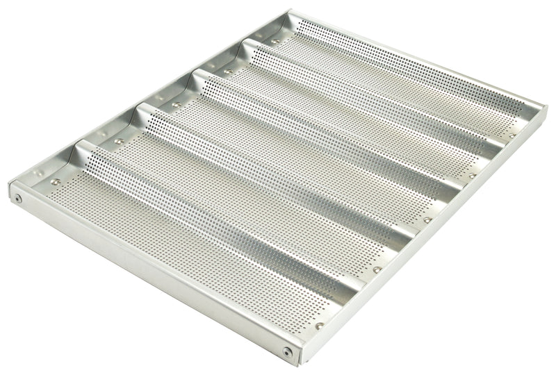 Winco ABPN-5H 13 Inch Sub Sandwich Roll Pan 5 Slot Aluminum with Silicon Glaze