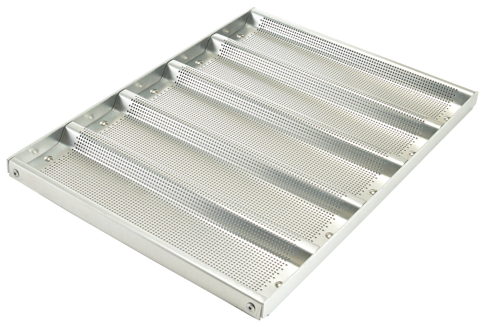 Winco ABPN-5H 13 Inch Sub Sandwich Roll Pan 5 Slot Aluminum with Silicon Glaze