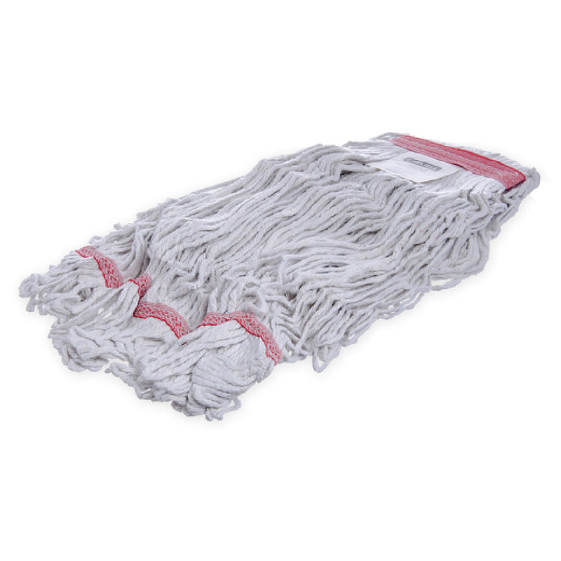 Carlisle 369425B00 Large 4 Ply Looped-End Mop Head with Textured Band White Cotton/Synthetic