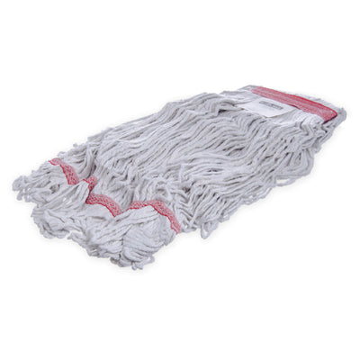Carlisle 369425B00 Large 4 Ply Looped-End Mop Head with Textured Band White Cotton/Synthetic
