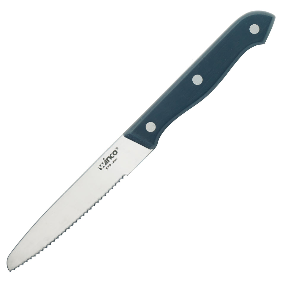 Winco K-71P Solid POM Handle Steak Knife, 4-1/2" Blade, Round Tip