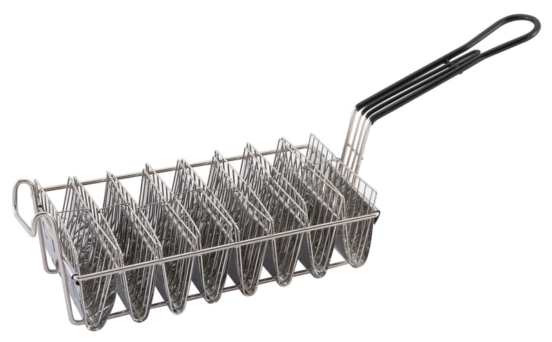 Winco TB-8 Taco Basket Holds 8 6-Inch Shells Rectangular Nickel Plated