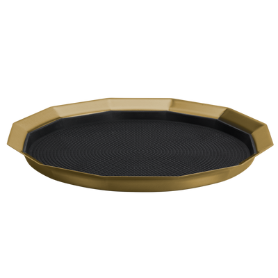 12-Sided 14 in. Medium Non-Slip Serving Tray in Vintage Gold