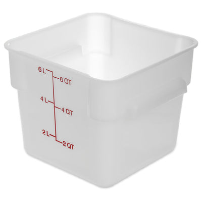 Carlisle 11962PE02 6 Quart Food Storage Container with Reinforced Stacking Lugs Polyethylene White