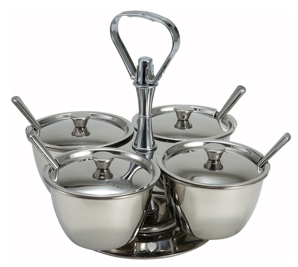 Winco RS-4 8 Oz Relish Server Stainless Steel 4 Compartments with Durable Design