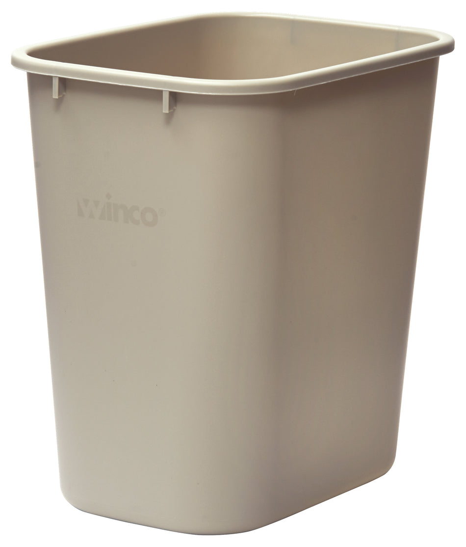 Winco PWR-28BE 28 Qt. Wastebasket Rectangular Beige LDPE