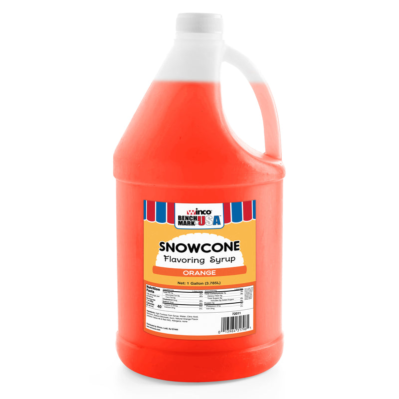 Winco 72011CS 1 Gallon Orange Snow Cone Syrup 4 Gallons Per Case