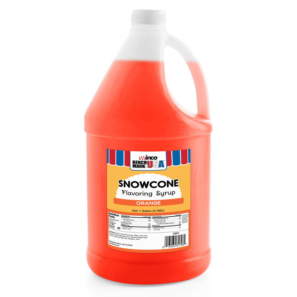 Winco 72011CS 1 Gallon Orange Snow Cone Syrup 4 Gallons Per Case