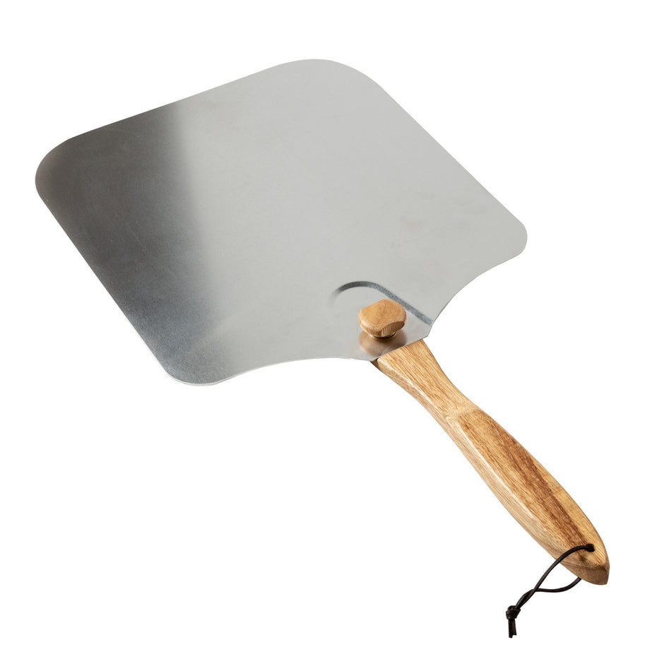 Winco KCH-08436 14 Inch Aluminum Folding Handle Pizza Peel with Wood Handle