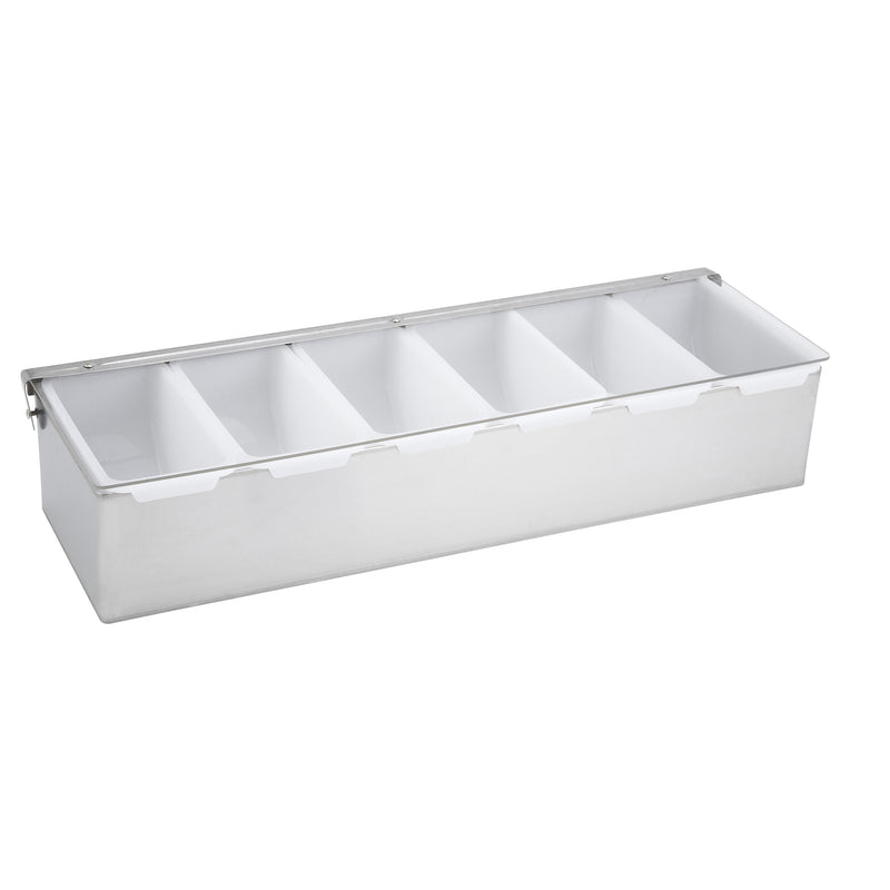 Winco CDP-6 6 Inch Stainless Steel Condiment Dispenser - 6 Compartments Bar Caddy Garnishes