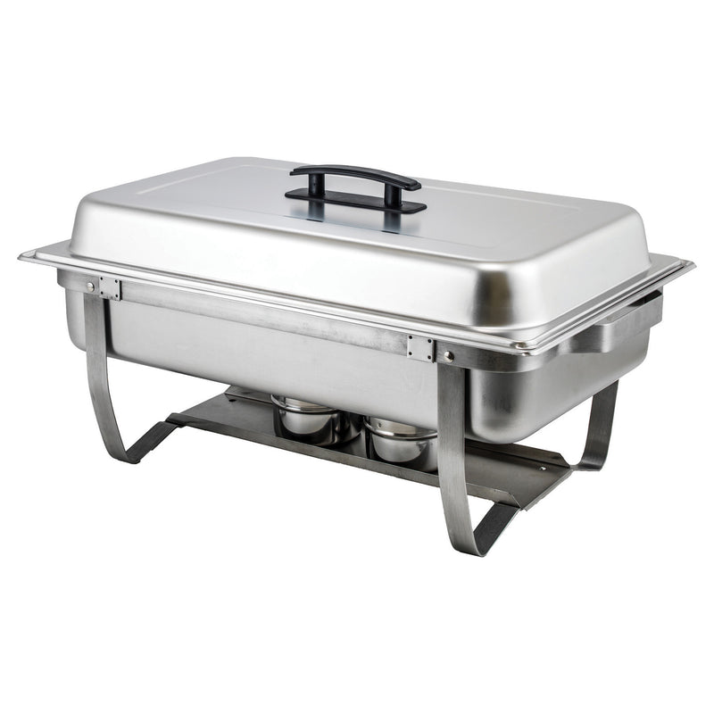 Winco C-4080 8 Quart Rectangular Commercial Chafer - Full-Size Folding Stand Stainless