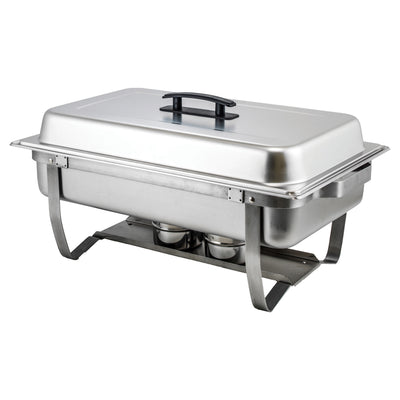 Winco C-4080 8 Quart Rectangular Commercial Chafer - Full-Size Folding Stand Stainless