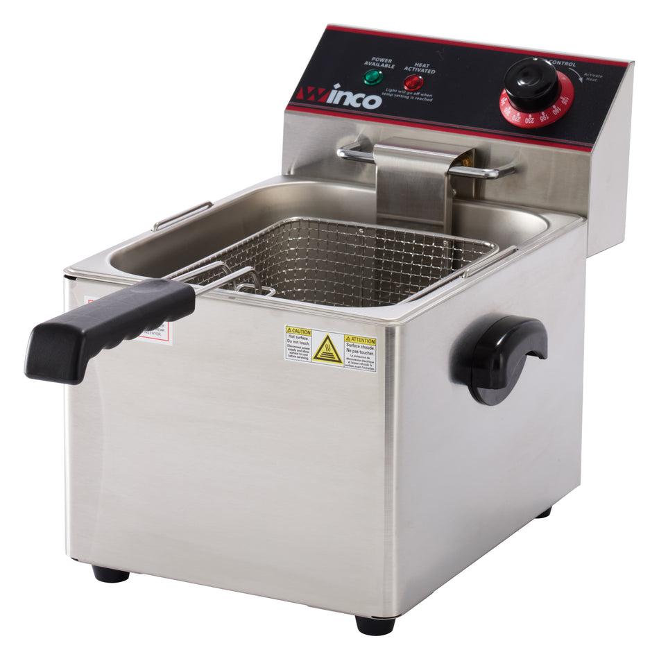 Winco EFS-16 11 Inch Deep Fryer Electric Countertop 16 lb Oil Capacity with Fry Basket