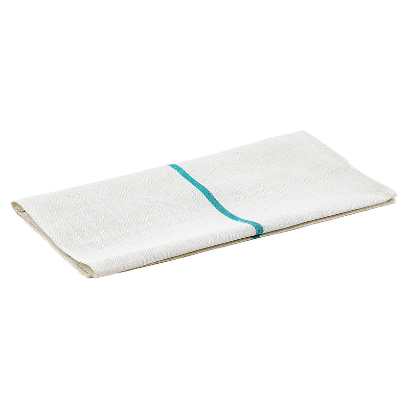 Winco BTH-2028G 20 Inch Herringbone Towel Lint Free Green Stripe Poly Cotton