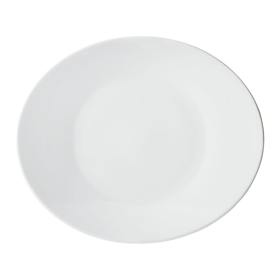 Winco OKP-13PL Brechia Coupe Oval Platter, 13"L, White Porcelain, 12 Pieces/Case