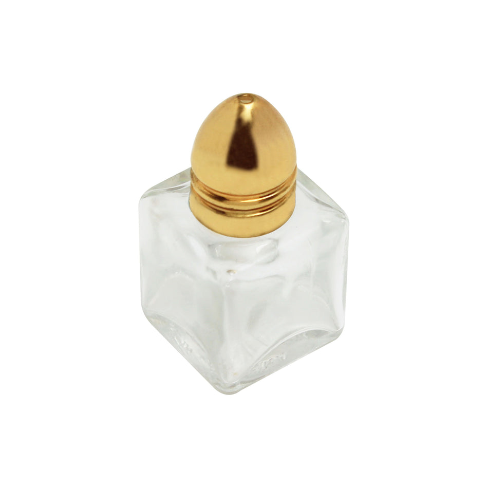 12 Pack 1/2 oz, 1-1/2" x 1-1/2" x 3", Cube Salt & Pepper Shaker, Gold Cap with Glass Body