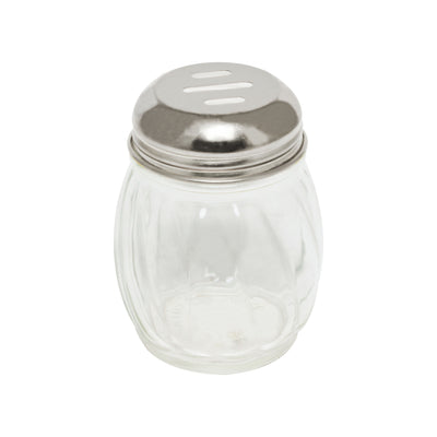 Thunder Group GLTWCS006 6 Oz Cheese Shaker Swirled Glass Base Stainless Steel Top
