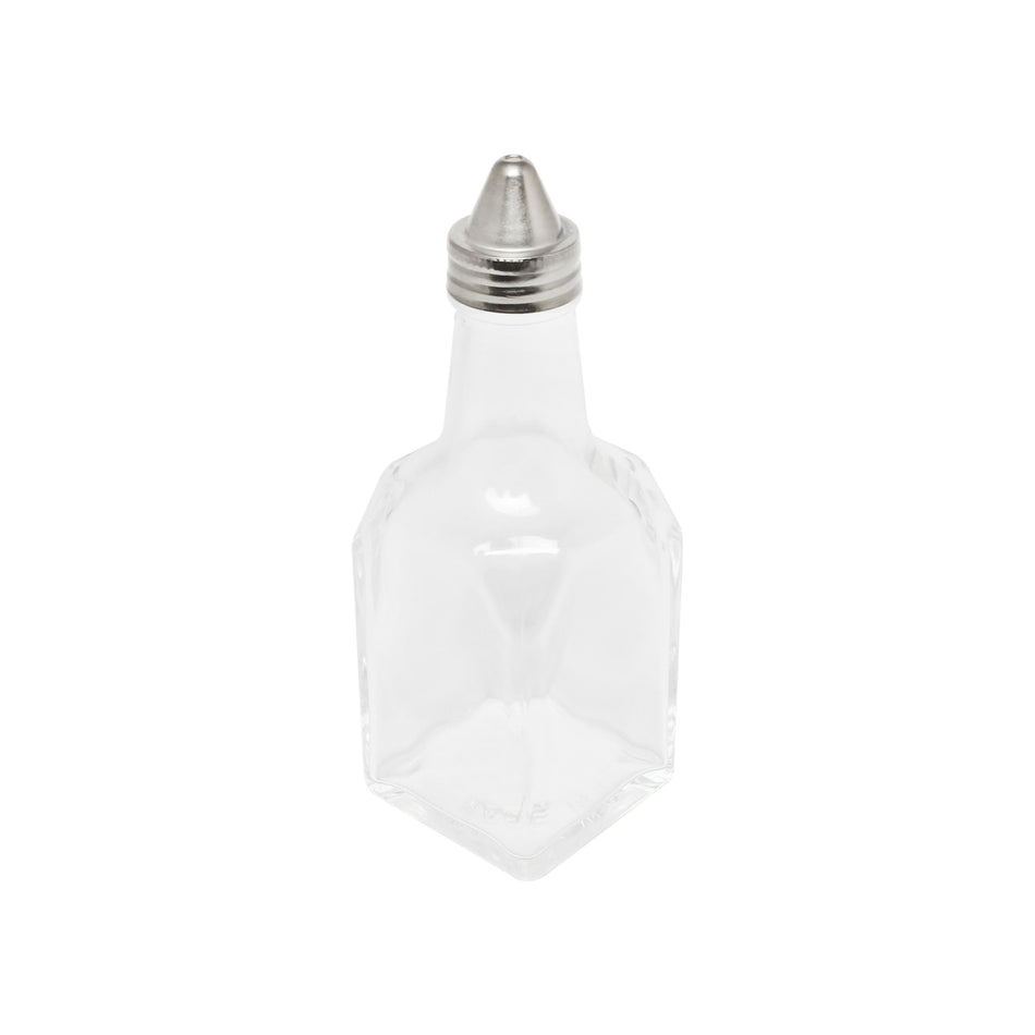 12 Pack 6 oz, 2-1/8" x 2-1/8" x 5-7/8", Oil & Vinegar Cruet, Glass Body with Stainless Steel Cap
