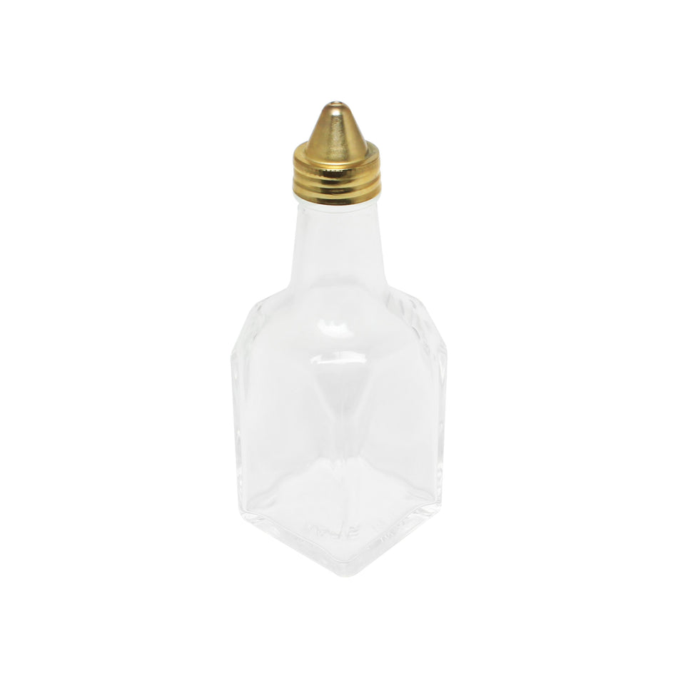 12 Pack 6 oz, 2-1/8" x 2-1/8" x 5-7/8", Oil & Vinegar Cruet, Glass Body with Stainless Steel Golden Cap