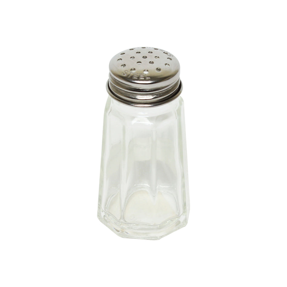 12 Pack 1 oz, 1-1/2" Diameter x 2-3/4" Height, Paneled Shaker, Glass body with Stainless Steel Cap