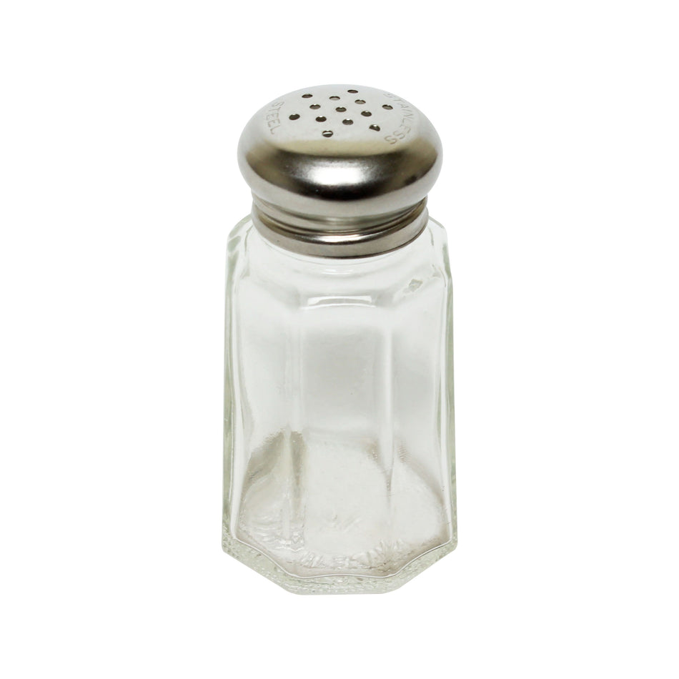 12 Pack 1-1/4 oz, 1-5/8" Diameter x 3-3/8" Height, Paneled Shaker, Glass body with Stainless Steel Cap